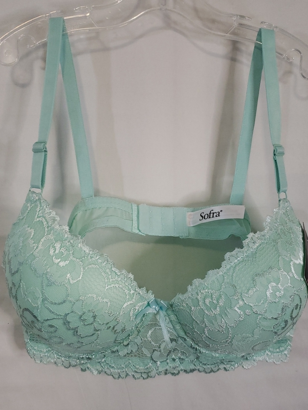 Sofra Lace Lightly Padded Underwire Bra, Aqua